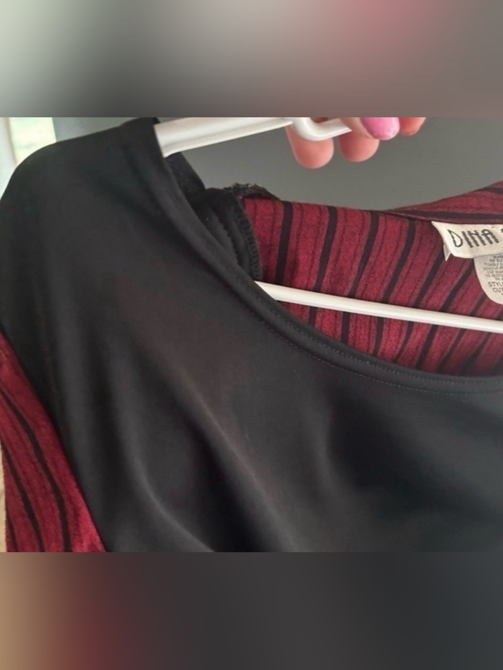 Dina Ariel 2 Piece Blouse Tank Set Large Burgundy and Black Women’s Large - Picture 8 of 10